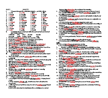 Đề kiểm tra Unit 3 môn Tiếng Anh Khối 11 (Kèm đáp án)